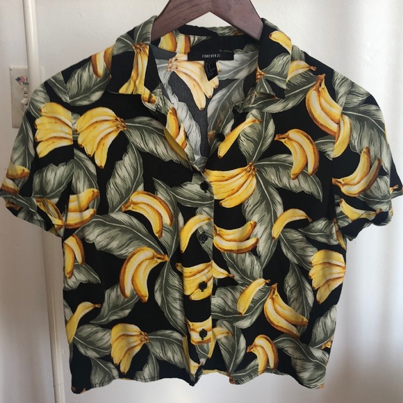 Printed Collared Crop Top - Picture 1 of 3